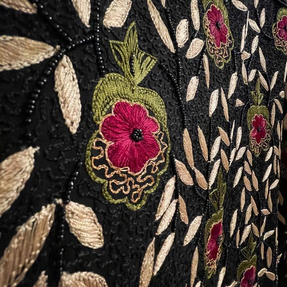 Vintage Raiment Fashions Inc. New York BEADED Floral SILK Jacket | SIZE M - Picture 3 of 4